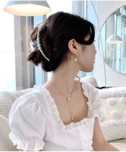 Kẹp tóc càng cua ngọc trai Hàn Quốc nữ đẹp hottrend nhám cỡ size lớn LAGU - Cặp búi tóc dễ thương cào 10 răng, 14 răng