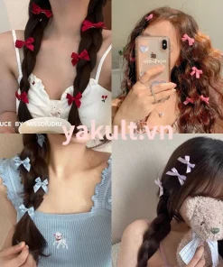 Kẹp Tóc Hình Nơ Ruy Băng mini Dễ Thương Phong Cách Hàn Quốc y2k